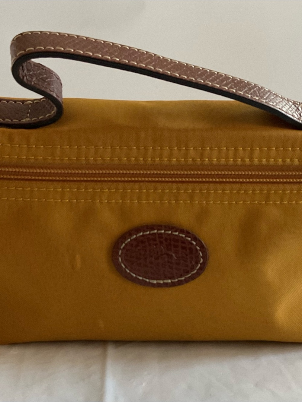 Longchamp Yellow Le Pliage Cosmetic Bag/ Top Handle Clutch Bag